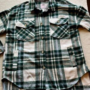 SO Good for Life Green Plaid Flannel Shirt Jacket- Size L